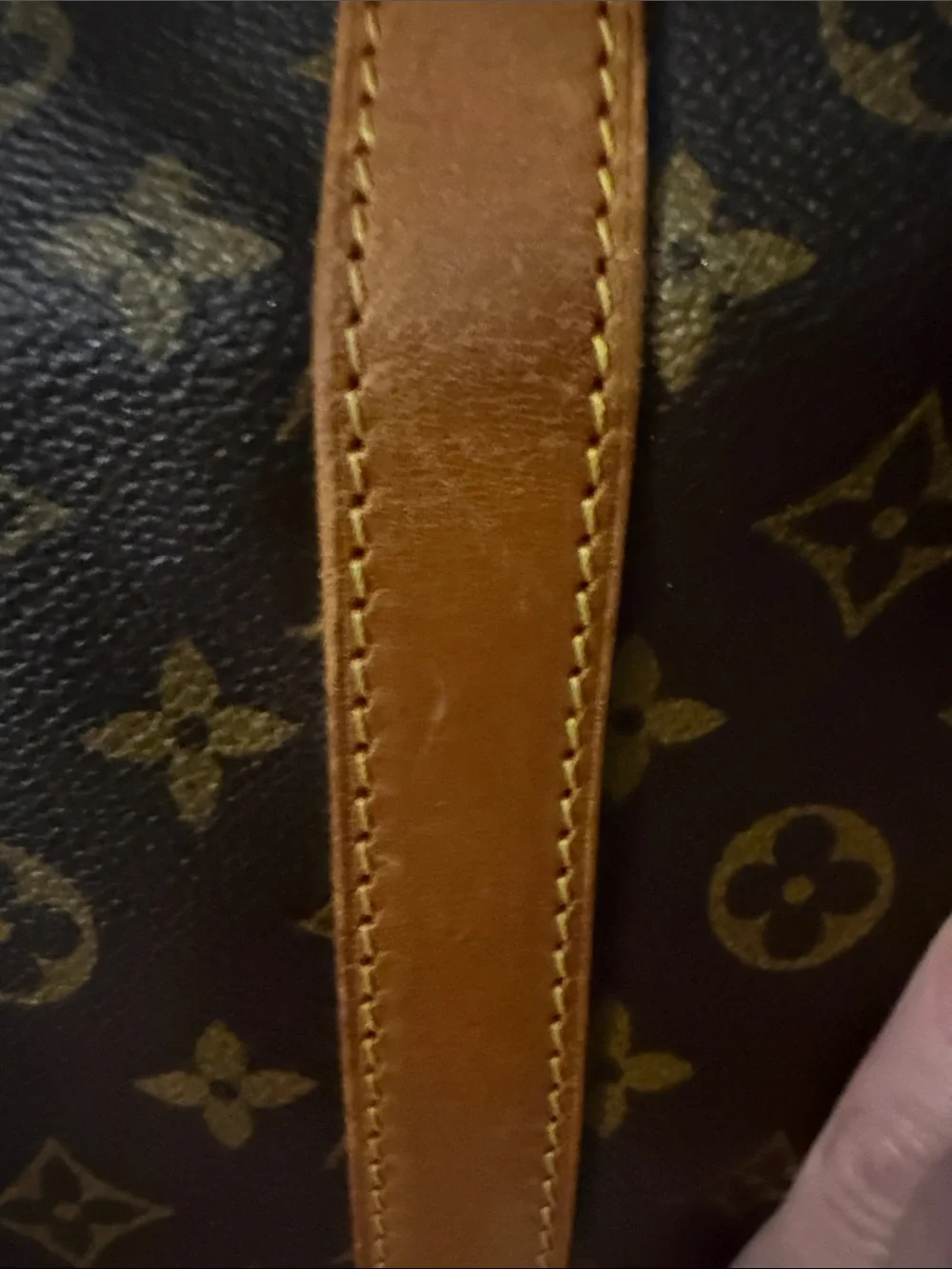 Louis Vuitton Monogram Canvas Keepall Travel Bag with Tan Trim Authentic LV 60